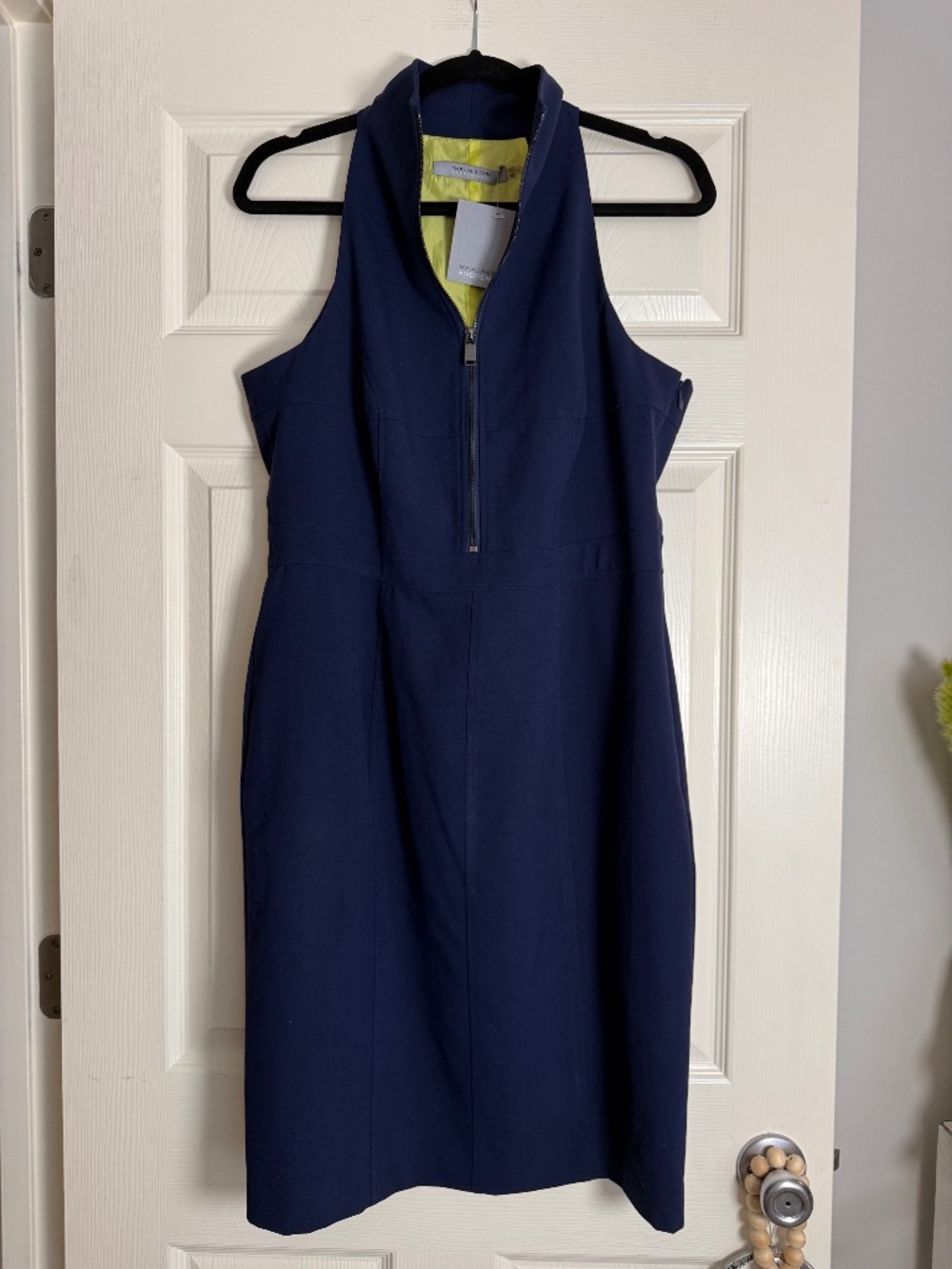 Marc New York Andrew Marc Navy Zip Front Sheath Dress NWT Size 12